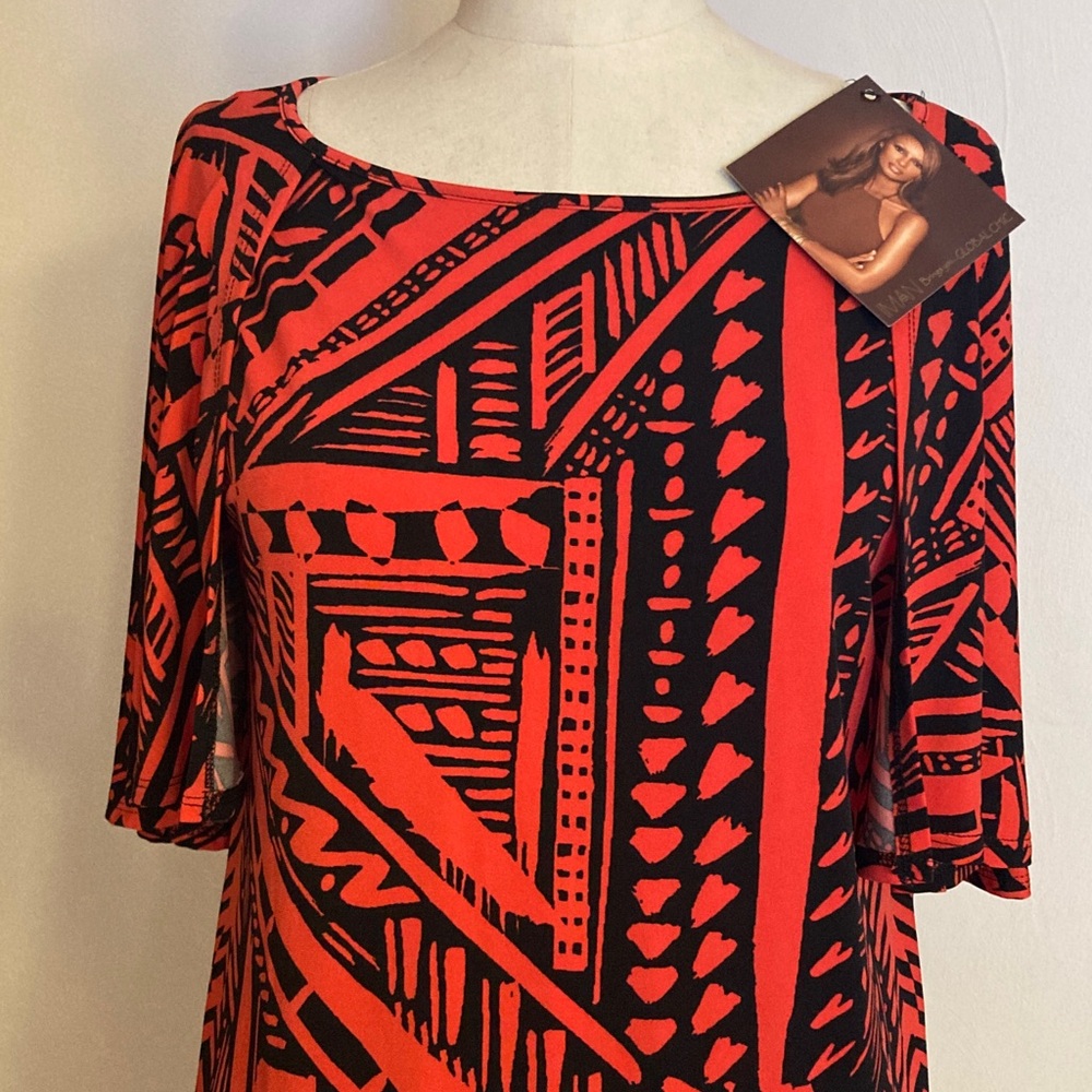 IMAN Global Chic Abstract Key-hole Samoan Puletasi style print Resort Cape - Picture 2 of 15